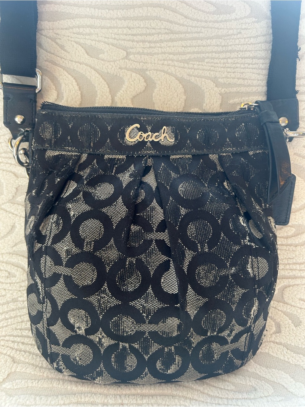 Coach Signature Black Jacquard Crossbody / Shoulder Bag